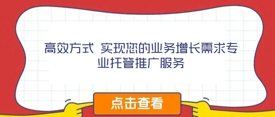 高效方式 實現(xiàn)您的業(yè)務增長需求專業(yè)托管推廣服務